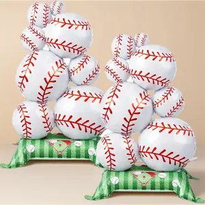 Giant 3.5 foot self standing baseball foil balloons 2 pack for baseball birthday team celebration backyard BBQ sports party decorations