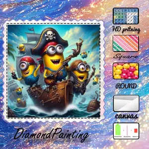 5D-DIY, velvet canvas, diamond art diamond painting pirate ship, cartoon characters, Diamond Painting Kits, AB diamonds, crystal diamonds, perfect home decor, handmade diamond art painting kit, special craft diamond art kit