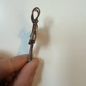 Charoite wire wrapped mushroom pendant in oxidized copper