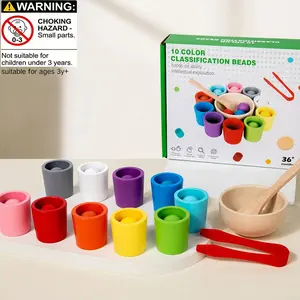 Random Color Wooden Color Matching Toy, 1 Set Montessori Sorting Game Toy, Shape Sorter, Color Matching and Quantity Calculation Game for Boys & Girls