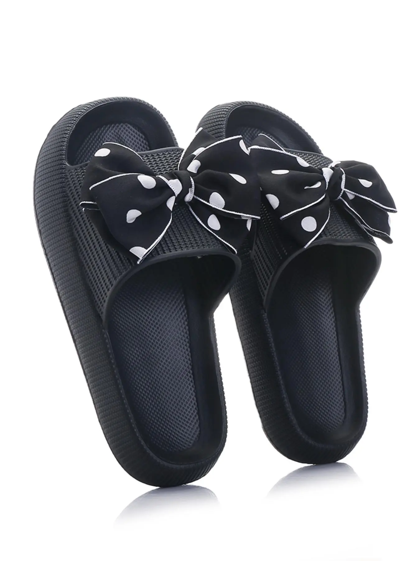 Summer New Thick Sole Non-Slip Comfortable Polka Dot Pattern Open Toe Slippers, Home Outdoor Walking Street Casual Soft Bottom Slip-On Shoes