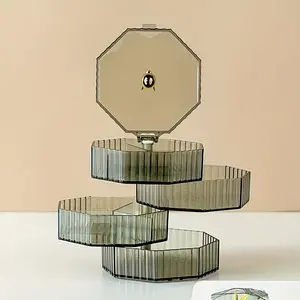 High-End Rotating Jewelry Organizer Box, Elegant Necklace Earring Storage, Multi-Layer Jewelry Case, Stylish Handheld Accessory Box, Rotatable Circular Storage