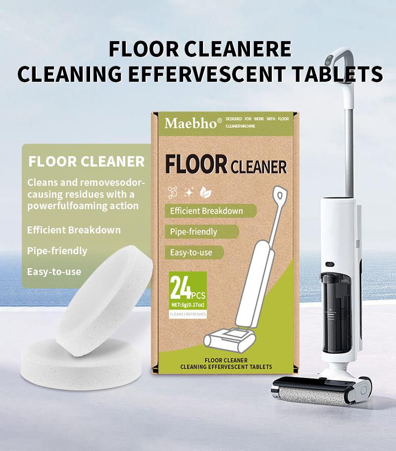 Maebho Floor Cleaner Effervescent Tablets 24 Pcs Solid Formula Efficient Breakdown Pipe Friendly Easy To Use For Floor Cleaning Machines