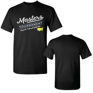 Masters Tournament Golf T-Shirt, Augusta National Logo Front Graphic with USA Map and Red Flag Icon, Classic Tournament Lettering Design, Soft Cotton Blend Shirt, Iconic Golf Fan Apparel for Men and Women, Collector Gift Tee