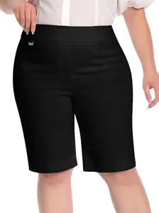Plus Size Pull-On Dress Shorts with D-Ring – Women’s Work & Office Casual Style