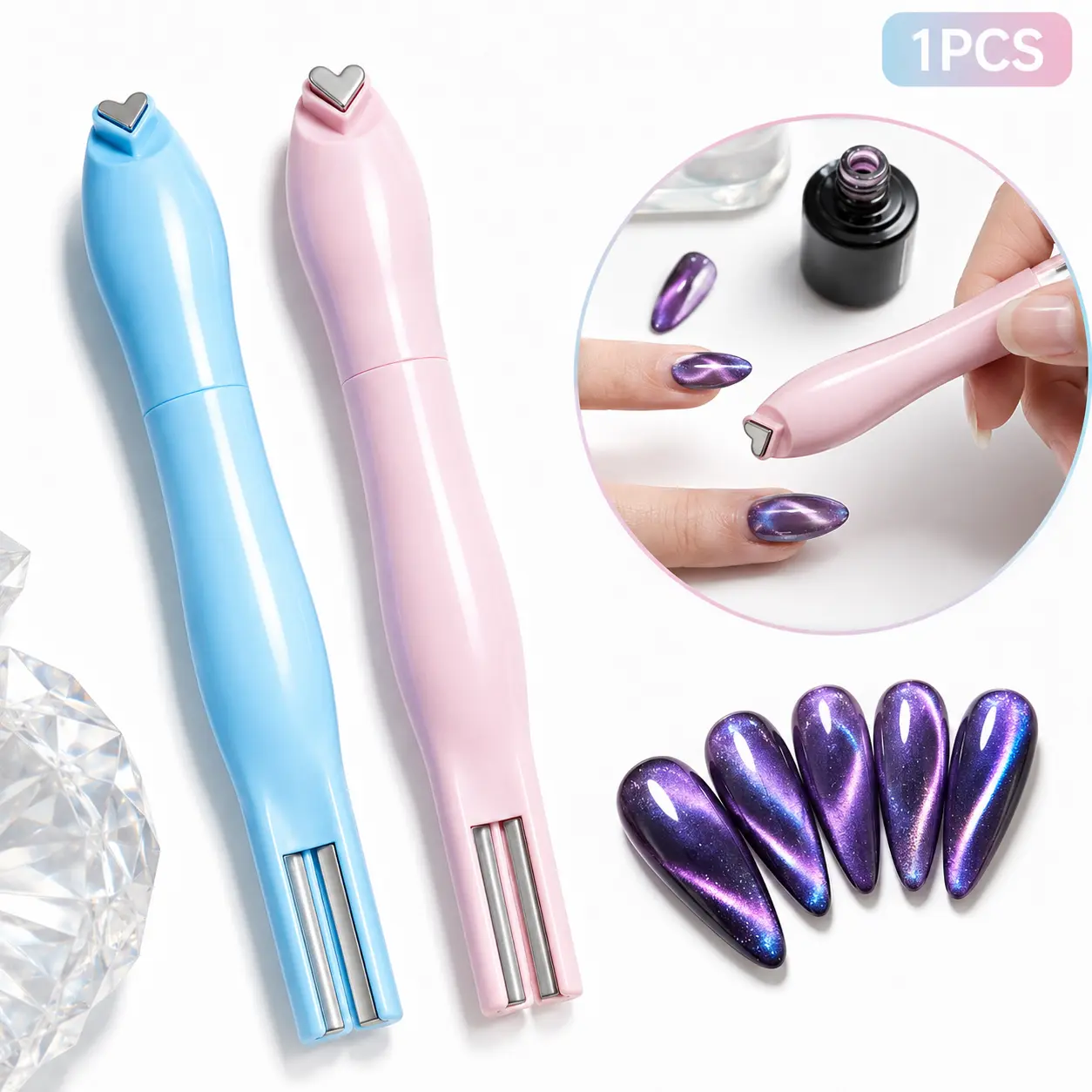 Cat Eye Nail Magnet Tool, Strong Magnetic Stick for Gel Polish Art Effect, Nail Care DIY Manicure Accessory for Home Salon Use