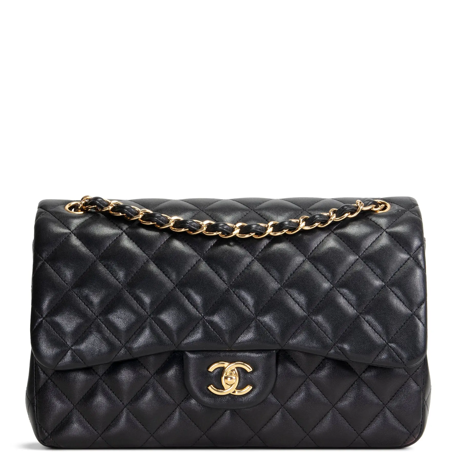 Pre-owned CHANEL Quilted Lambskin Leather Shoulder Bags Classic Jumbo Double Flap