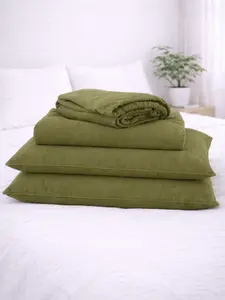 Olive Green Organic 100% Flax Linen Sheet Set