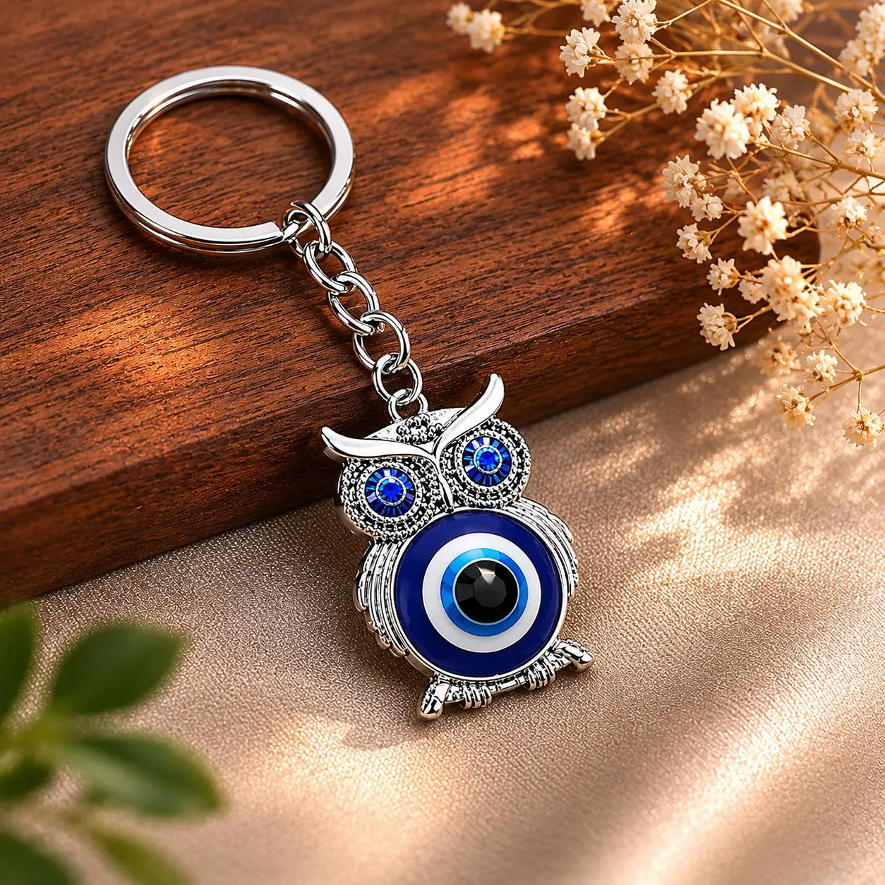 Blue Owl Keychain Charm
