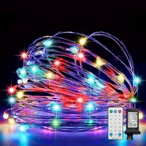 LAMPHOME Fairy Lights Plug in, 33Ft 100 LEDs Waterproof Twinkle Firefly Lights, Adaptor Included, Starry String Lights for Wedding Indoor Outdoor Christmas Patio Garden Decoration, Multicolor