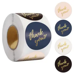 500pcs Round Thank You Hot Stamping Stickers, Self-adhesive Stickers, Can Be Used As Label Stickers, Express Stickers, Envelope Sealing Labels, Wedding Decoration Stickers, Gift Box Decoration, Wide Range Of Uses, Hot Stamping Stickers