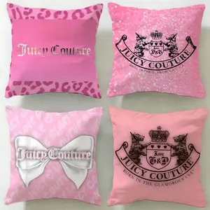 fashion brand Juicy Couture Cushion Cover Ultra-Soft Reversible Plush Pillow Cover | Double-sided fluffy comfort for car, sofa, bedroom | Skin-friendly fabric | Easy clean & maintain | Stylish home decor | Perfect gift for family & friends