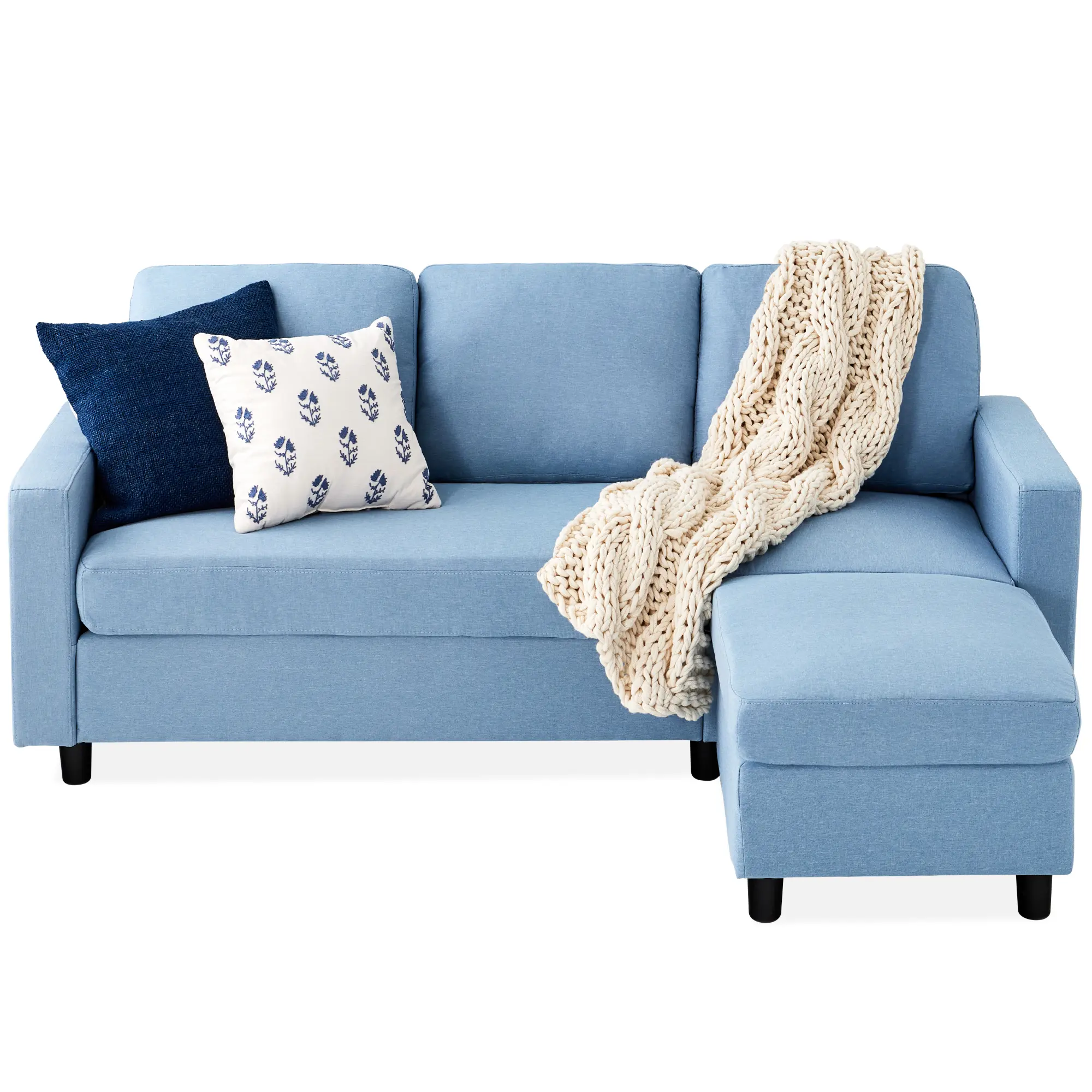Best Choice Products Linen Sectional Sofa Couch w/ Chaise Lounge, Reversible Ottoman Bench Best Choice Products Linen Sectional Sofa Couch w/ Chaise Lounge, Reversible Ottoman Bench