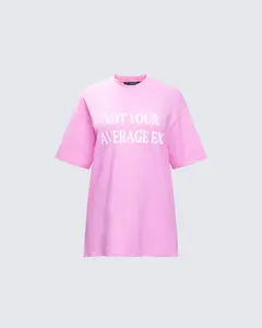 Ula Pink Printed Oversized Tee