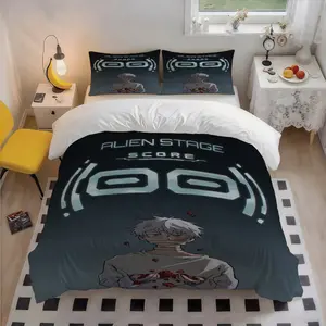 3Pcs The moment of despair on the alien stagePatterned Polyester Skin-Friendly Bedding Set, Stylish Art Design, Christmas & Birthday Gift, Great for Bedroom & Guest Room, 1 Duvet Cover + 2 Pillowcases (No Insert)