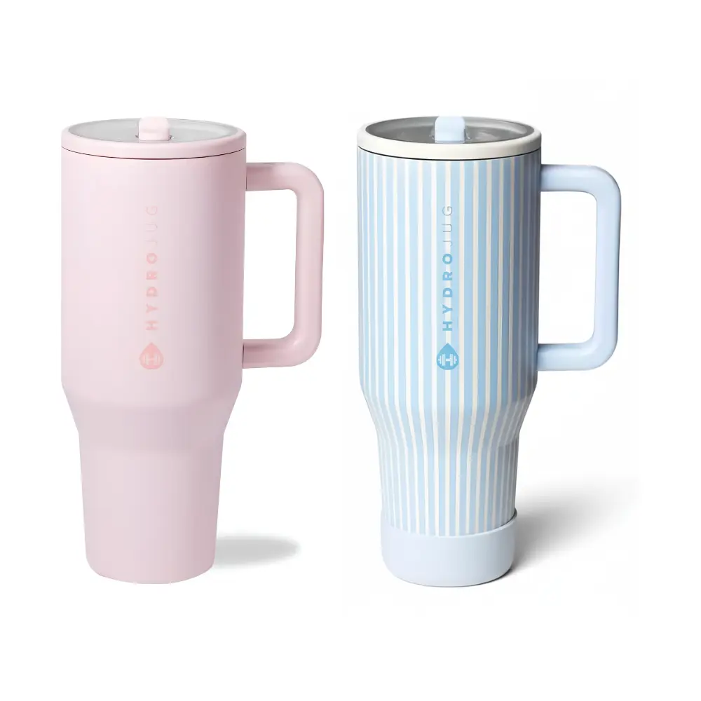 Hydrojug Traveler Cape Cod & Pink Sand 40oz Leak Resistant Tumbler Insulated Stainless Steel Water Bottle with Handle & Flip Straw Reusable for Women Men 24 Hour Temperature Control