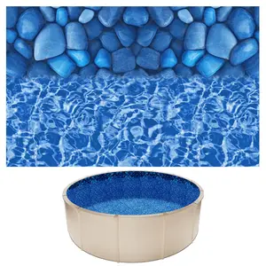 VEVOR 15ft Pool Liner, Round Overlap Swimming Pool Liner for 54 in Wall Height, Premium Vinyl, Easy Install with Leak-Proof Patches, Designed for Steel Sided Above-Ground,Outdoor, Boulder Swirl
