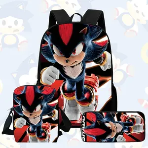 Shadow the Hedgehog 3PCS Backpack Set, Cool Sonic Character Print School Backpack with Lunch Box & Pencil Case, Lightweight Durable Daypack for Kids Teens, Ideal Gift for Sonic Fans