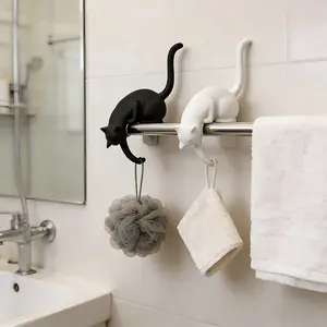 Funny Cat Inverted Storage Hook, Cat Shape Key Holder, Lightweight Object Hanger, Adds Fun to Home Decor, Ideal for Keys and Pendants, Wall Mount Hooks, Storage Hooks Set