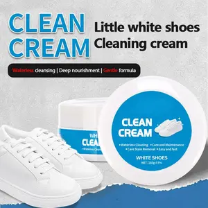 Multipurpose No-Wash White Shoe Cleaner Cream 160g with Built-in Sponge, Mild Gentle Non-Irritating Eco-Friendly Formula, Effective Stain Remover for Leather, Silicone & Car Interiors, Ideal for Shoes & Home Cleaning Care
