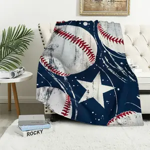 Baseball Throw Blanket Gifts for Boys, Blue Baseball Soft Cozy Plush Flannel Blanket for Kids Bedroom, Baseball Sport Fleece Fuzzy Blanket with Stars for Toddler Couch Bed Sofa Decor WhiteFather's Day Thanksgiving Halloween Valentine's Day Holiday Gifts t
