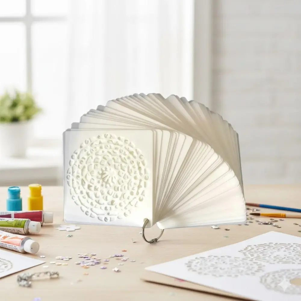 High Precision Laser-Cut Mandala Stencil Set - Reusable Multi-Surface Transfer Templates for Wall, Wood, Tile, Fabric Art DIY. Waterproof and Rust-Proof Craft Tools for Stress Relief, Meditation, Home Decor, Personalized Gifts, DIY Craft Kit