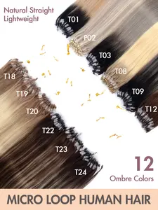 Micro Ring Human Hair Extensions, Real Hair Extensions, Silky Straight Soft Remy Hair with Thick Full Ends, Invisible Micro Loop Design, Easy to Install for Beginners, No Shedding No Tangle, Natural Length & Volume, Natural Looking Hair