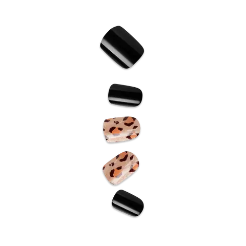 Impress Design No Glue Fake Press On Nails - Romantique | Design, Black, Short, Squoval, Manicure