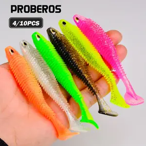 Proberos 4/10pcs 3D Eye Lure Soft Bait, Spiral Tail Soft Worm Lead Head Hook, Realistic Fishing Lures for Bass Fish, Fishing Lure Set