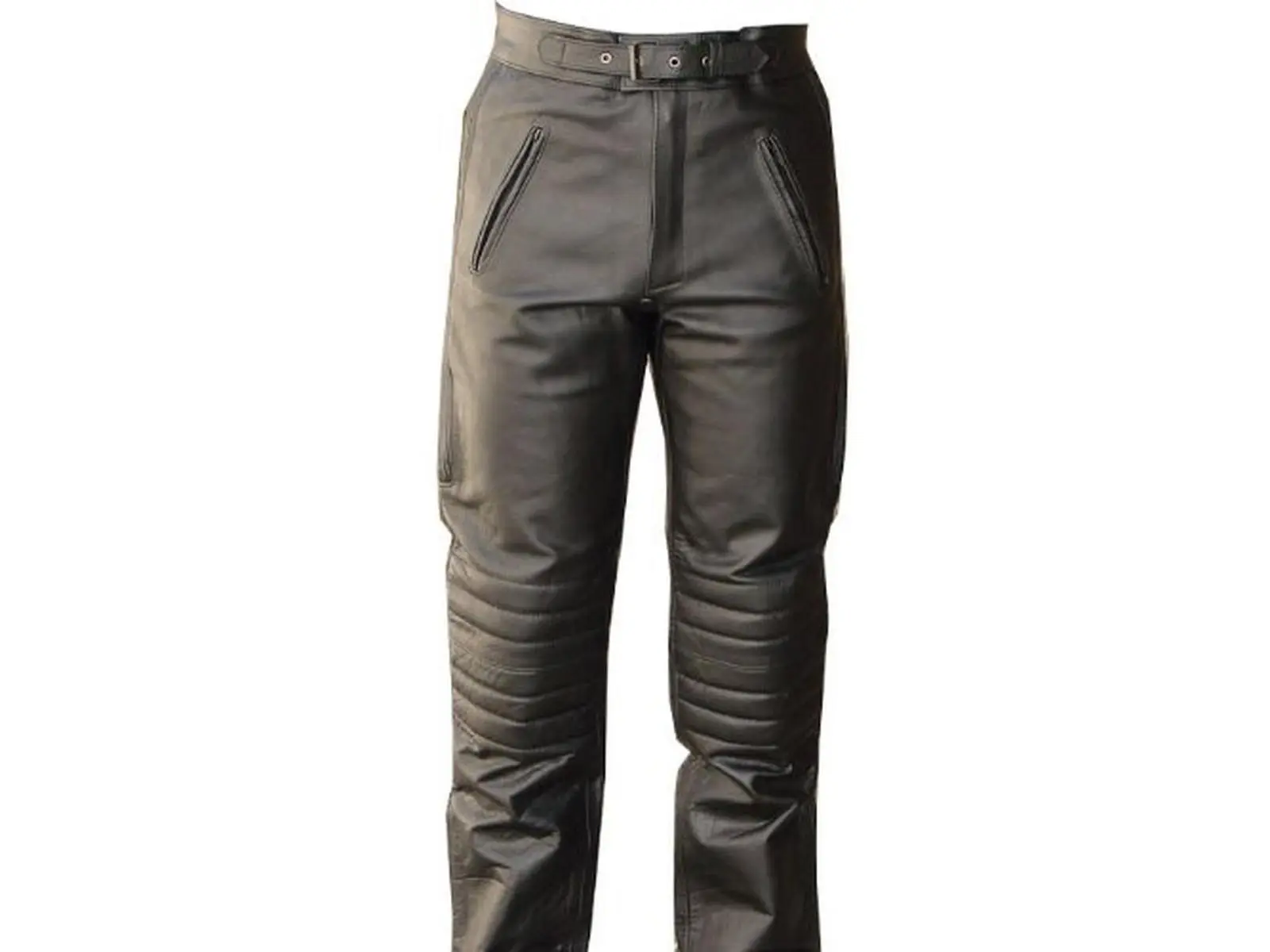 Men's Motorcycle Ride-On Leather-Style Pants, Solid Cowhide Trousers with Reinforced Stitching and 2 Outside Pockets, Leather-Style Men's Pants, Motorcycle Ride-On Men's Pants