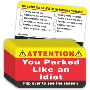 You Parked Like an Idiot Business Cards (Pack of 100) Bad Parking Cards 3.5"x2" Multi Reasons Violation stocking stuffers for adults
