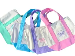 Mini tote bag, canvas shopping groceries, necessities, sustainable and fashionable design, cute and convenient daily bag