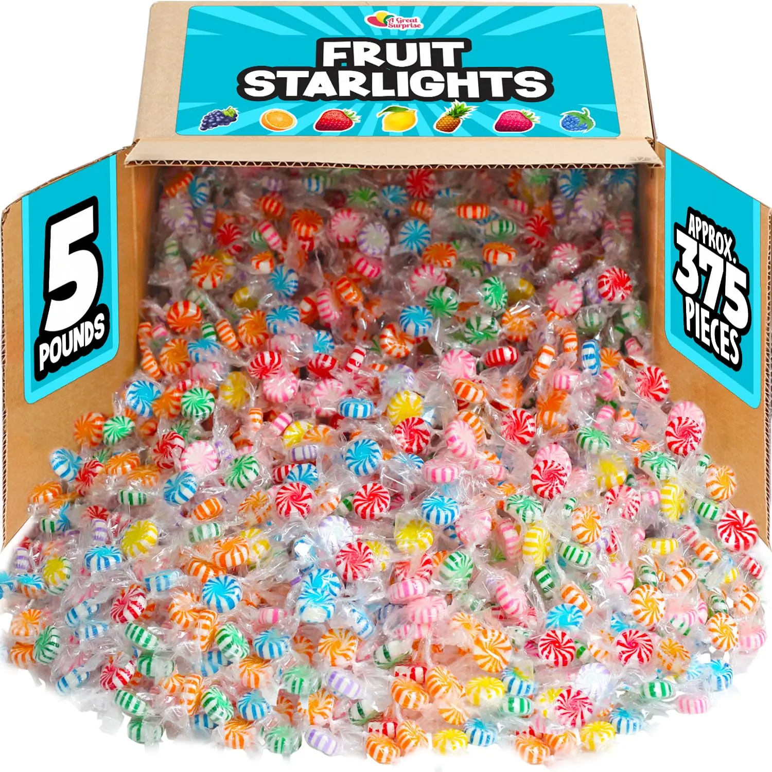 Candies  5 Pounds  Assorted Flavors Hard Candy  Individually Wrapped Suckers  Colorful Treats for Candy Buffet, Offices