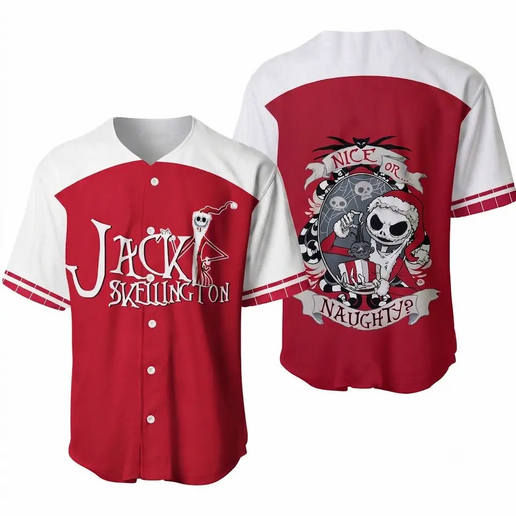 Nighh tmare Before Christmas Jack Santa Baseball Jersey, Christmas Baseball Sport Team Baseball Jersey
