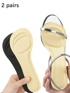 2 Pairs/4 Pieces Breathable Sponge Insoles, Shock Absorbing Insoles, Adjustable 3/4 Length Adhesive Heel Cushion, Shock Absorption for High Heels and Loose Shoes