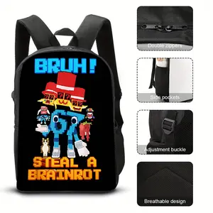 16-inch Backpack with Fashion Print and Number 67 Joke |   Lightweight, Large Capacity, Adjustable Shoulder Straps, Zipper Closure, Unisex, Ideal for Outdoor Leisure and Daily Commute, Perfect Christmas Gift