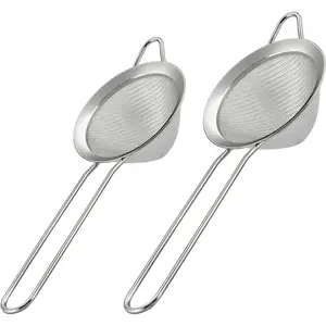 Small Stainless Steel Sieves with Handles, for Steeping Loose Leaf Tea, Straining Cocktail, Juice and Sifting Flour, Powdered Sugar