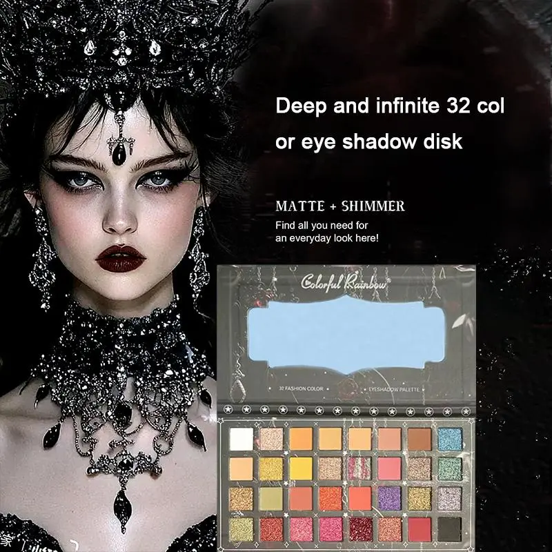 Colorful Rainbow Magic Witch Eyeshadow Palette - 32 Vibrant Glitter & Matte Shades for Dramatic Makeup Looks eye shadow