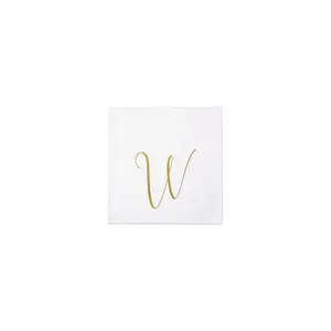 Papersoft Gold Monogram Cocktail Napkins