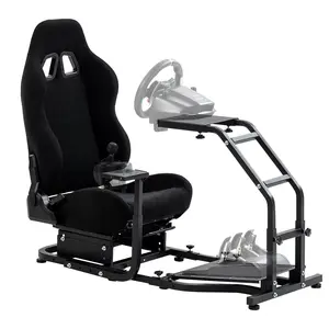 Supllueer Racing Simulator Cockpit with Black Racing Seat Fit for Logitech G29 G923 G920,ThrustmasterT248 T300RS TX F458 T-GT T128, Adjustable Racing Wheel Stand No Wheel Pedal Shifter