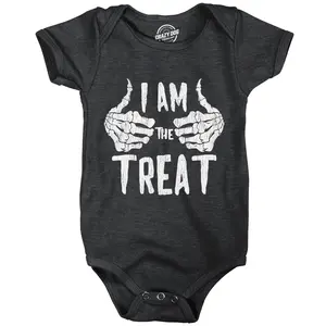I Am The Treat Baby Bodysuit Funny Sarcastic Halloween Graphic Novelty Jumper For Infants Funny Baby Onesies Halloween Clothes for Baby Novelty Onesie Black - I