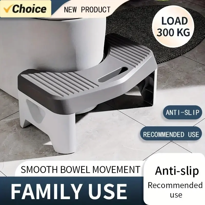 1-Piece Toilet Stool, Ergonomic Bathroom Footstool with Anti-Slip Thickened Design, Squatting Aid Foot Rest for Adults & Kids