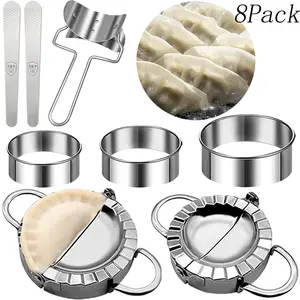 8 Pack Stainless Steel Dumplings Maker Dumpling Molds,include Dumpling Press Molds and Cutter, Kitchen Accessories,for Make Skin, Stuffing