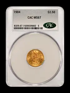 1904 $2.50 Liberty Head Gold MS 67 CAC