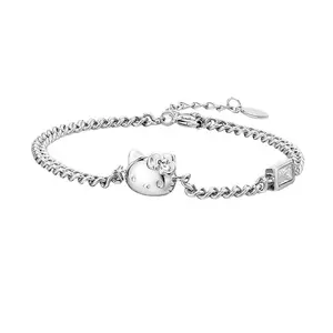 SANRIO Hello Kitty Bracelet - Everyday Kawaii Silver Chain Charm Bracelet for Cute Fans with Adorable Kitty Charm