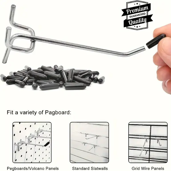 20-Piece Durable Heavy-Duty Stainless Steel Peg Hooks Set - Tool Wall Mount Organizer for Hanging, Organizing Tools in Garage, Office Storage