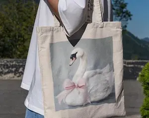 Pink Coquette Swan - Cute Tote Bag, Tote Bag, Book Bag, Aesthetic Tote Bag, Swan Tote Bag, Pink Bag #1411