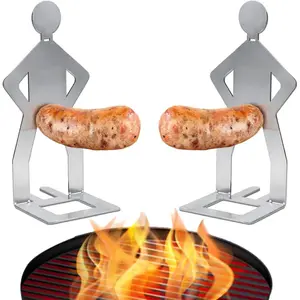 Funny Hot Dog Holder, Funny Standing Man Hot Dog Grill Rack, Portable Hot Dog Roaster, BBQ Grill Accessories, Funny Birthday Gifts for Men Kitchenware Home Aluminum Iron, Barbecue Accessories