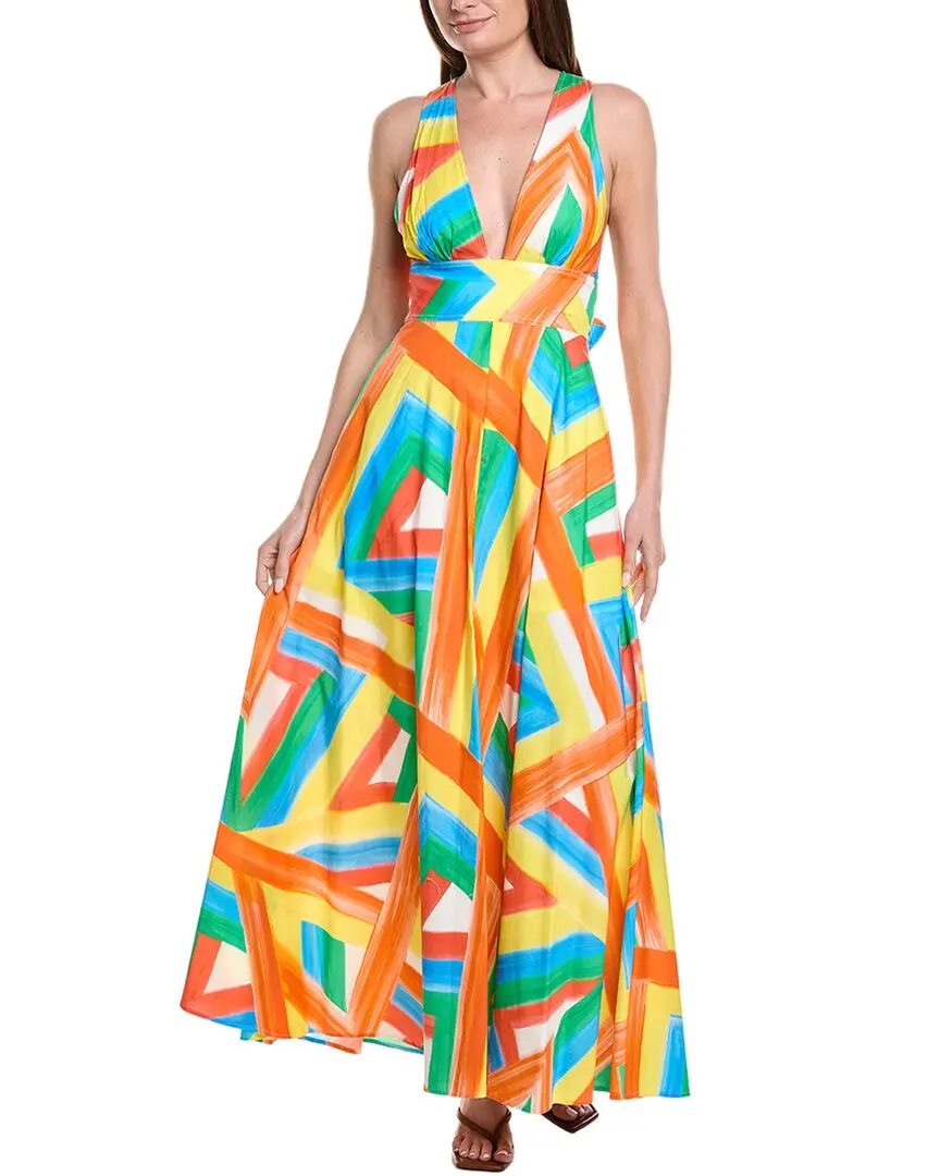 Milly Catarina Multi Stripe Poplin Maxi Dress