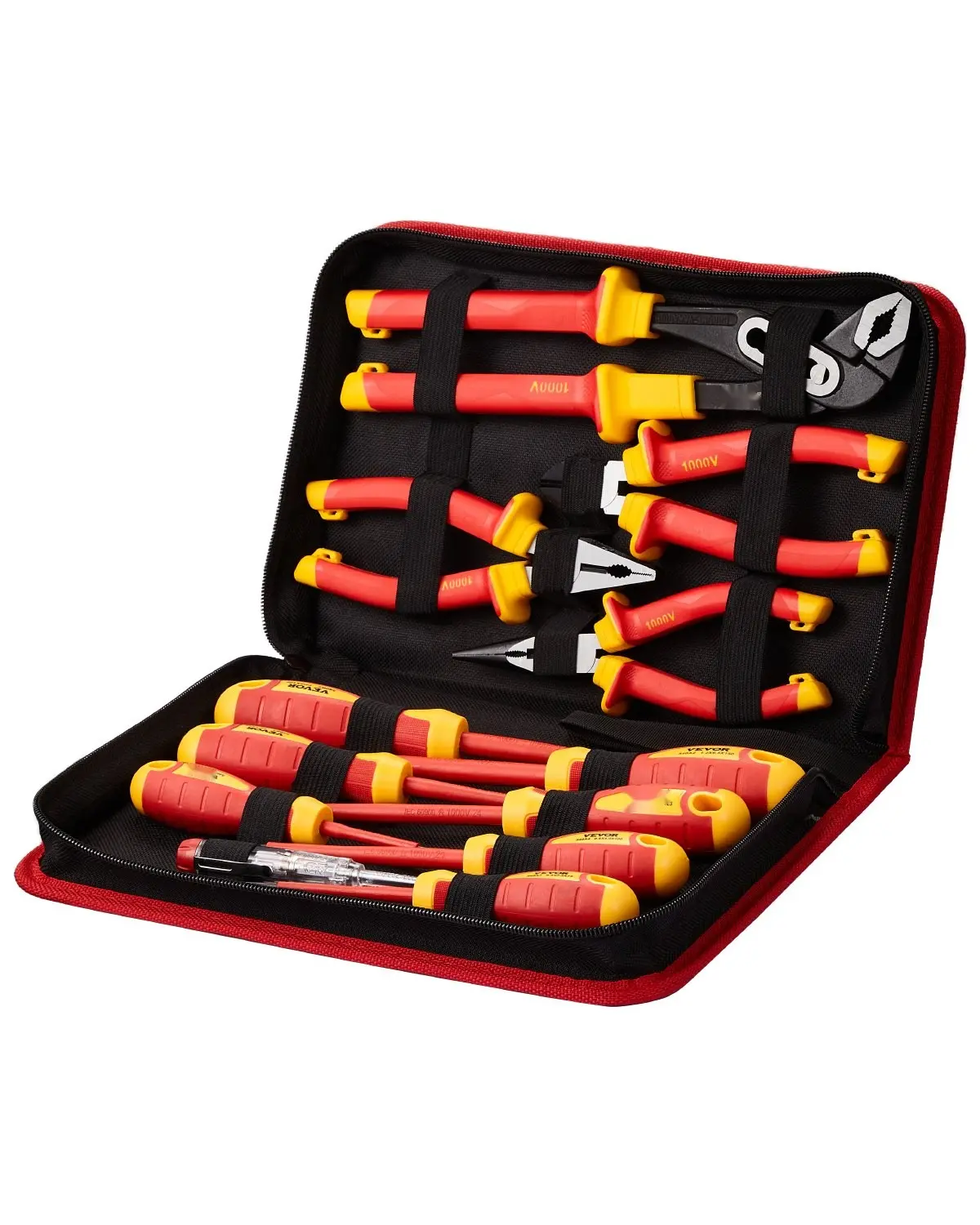 Insulated Screwdriver Set 12-Piece Insulated Tool Set for Electricians 1000V High Voltage Safe Non-Conductive Handle Magnetic Tip Precision Screwdrivers for Electrical Work and Maintenance VDE Certified Hand Tools